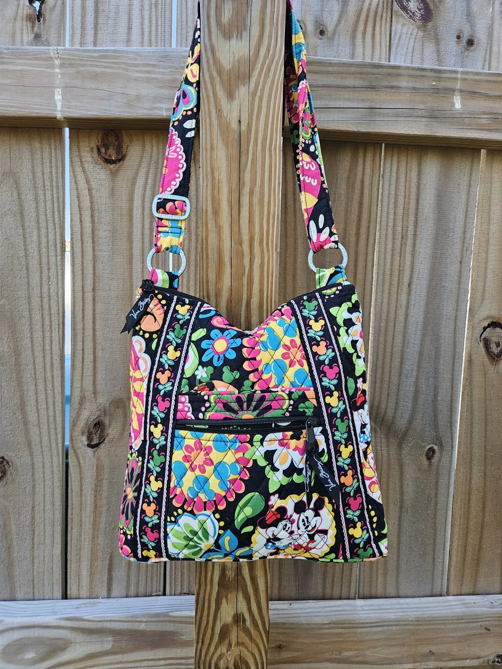 Vera Bradley Black Floral Minnie Quilted Crossbody Bag